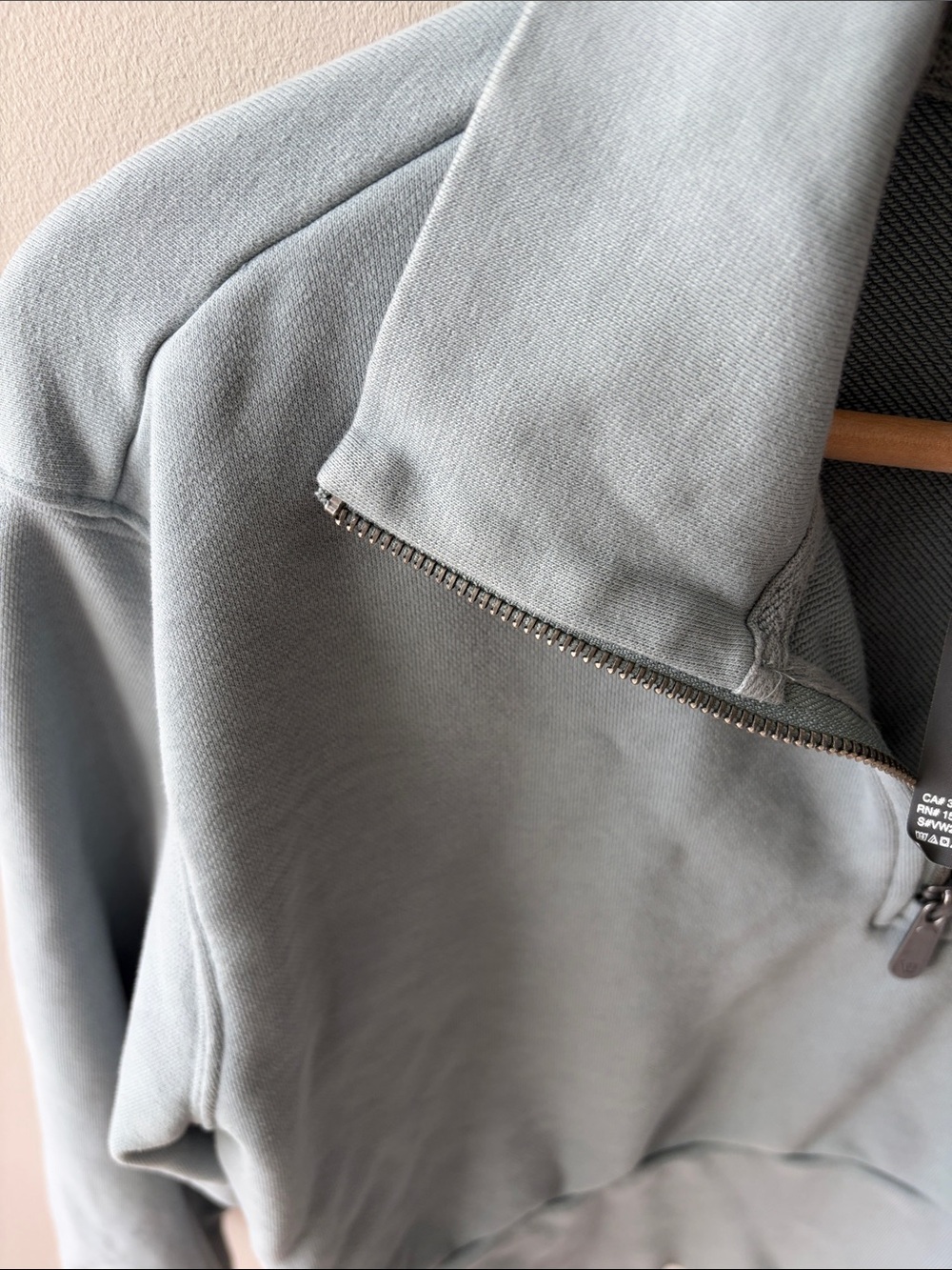 Vuori Cropped Quarter-Zip Pullover in Sage Green - Picture 3 of 4